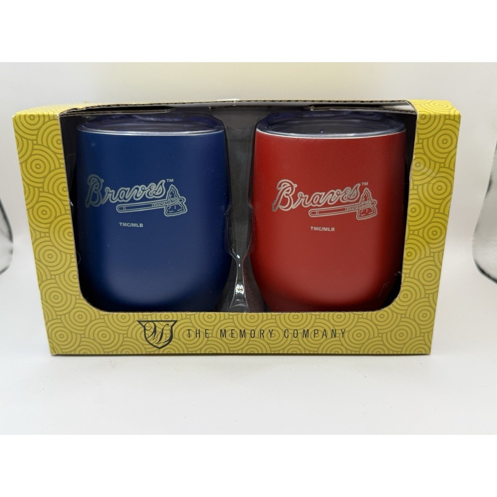 Atlanta Braves Stemless Wine Glass Stainless Tumblers MLB - Picture 1 of 4